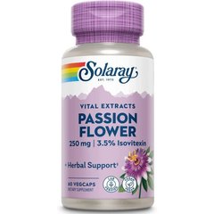 Пасифлора екстракт Solaray (Passion Flower Aerial Extract) 250 мг 60 вегетаріанських капсул