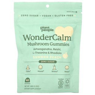 Plant People, WonderCalm&reg;, Mushroom Gummies, Summer Peach, 60 Gummies купить в Киеве и Украине