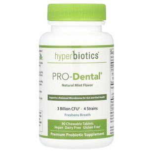 PRO-Dental, натуральний м'ятний смак, Hyperbiotics, 90 жувальних таблеток