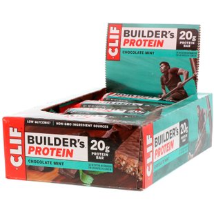 Протеиновый батончик Builder's, шоколад и мята, Clif Bar, 12 батончиков, 2,40 унции (68 г) каждый купить в Киеве и Украине