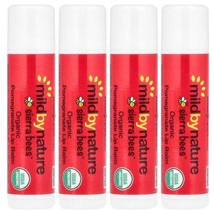 Mild By Nature, Sierra Bees&trade;, органические бальзамы для губ, гранат, 4&nbsp;шт. по 4,25&nbsp;г (0,15&nbsp;унции) купить в Киеве и Украине