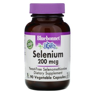 Селен, бездрожжевой селенометионин, Bluebonnet Nutrition, 200 мкг, 90 вегетарианских капсул купить в Киеве и Украине