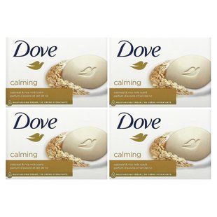 Dove, Calming, Soap Bar, Oatmeal & Rice Milk Scent, 4 Bars, 3.75 oz (106 g) Each купить в Киеве и Украине