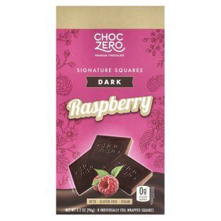ChocZero, Signature Squares, Dark Chocolate, Raspberry, 8 Individually Foil Wrapped Squares, 3.2 oz (90 g) купить в Киеве и Украине