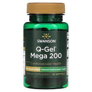 Коензим Q10 Swanson (Q-Gel Mega 200) 200 мг 30 капсул купить в Киеве и Украине