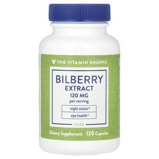 The Vitamin Shoppe, Bilberry Extract, 120 mg, 120 Capsules (60 mg Per Capsule) купить в Киеве и Украине