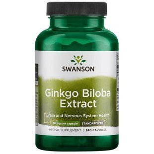 Extract ginkgo biloba - standardized, Ginkgo Biloba Extract - Standardized, Swanson, 60 mg 240 capsules.