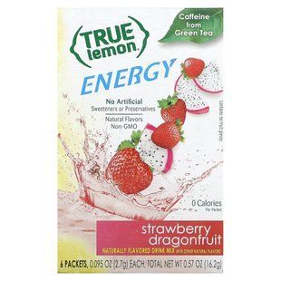 True Citrus, True Lemon, Energy, Strawberry Dragonfruit, 6 Packets, 0.095 oz (2.7 g) Each купить в Киеве и Украине