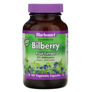 Стандартизированный экстракт плодов черники, Bluebonnet Nutrition, 120 капсул в растительной оболочке купить в Киеве и Украине