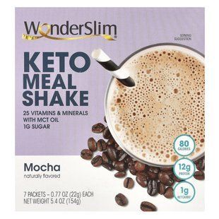 WonderSlim, коктейль Keto Meal, мокко, 7 пакетиків по 22 г (0,77 унції).