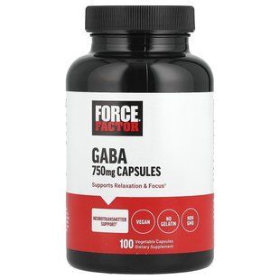 Force Factor, GABA, 750 mg, 100 Vegetable Capsules купить в Киеве и Украине