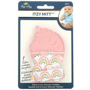 Itzy Ritzy, Itzy Mitt, пищевой силиконовый прорезыватель, от 3 месяцев, светло-розовый единорог, 1 прорезыватель купить в Киеве и Украине