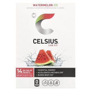 Celsius, Live Fit, морозиво з кавуном, 14 пакетиків по 5,08 г (0,18 унції)