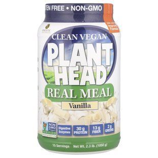 Plant Head, додаткове джерело рослинного білку, клітковини і амінокислот, ванільний смак, Genceutic Naturals, 23 фунта (1050 г)