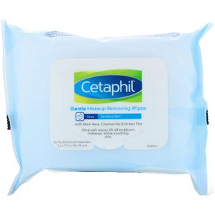 Салфетки для деликатного снятия макияжа, Cetaphil, 25 влажных салфеток купить в Киеве и Украине