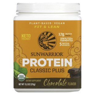 Classic Plus Protein, органический продукт на растительной основе, шоколад, Sunwarrior, 13,2 унц. (375 г) купить в Киеве и Украине