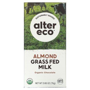 Alter Eco, Organic Chocolate Bar, Almond Grass Fed Milk, 2.65 oz (75 g) купить в Киеве и Украине