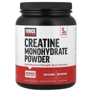 Force Factor, моногидрат креатина в порошке, без добавок, 1 кг (35,3 унции) купить в Киеве и Украине