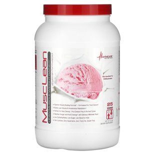Metabolic Nutrition, MuscLean, засіб для набору сухої м&rsquo;язової маси, полуничний молочний коктейль, 2,5 фунта