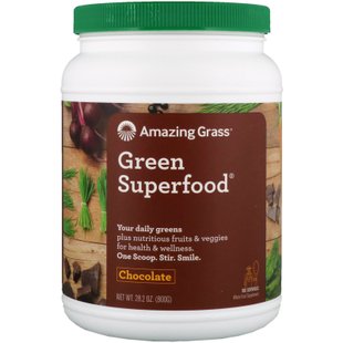 Зеленый суперпродукт, шоколадный растворимый напиток, Amazing Grass, 28.2 унций (800 г) купить в Киеве и Украине