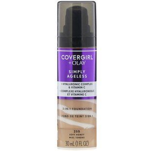 Foundation 3 in 1, shade 255 Soft Honey, Olay Simply Ageless, Covergirl, 30 ml (1 fluid ounce)