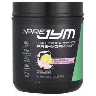 JYM Supplement Science, Pre JYM, высокоэффективная перед тренировкой, розовый лимонад, 1,65 фунта (750 г) купить в Киеве и Украине