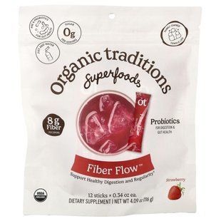 Клетчатка Organic Traditions (Fiber Flow) 12 палочек по 9,7 г клубника купить в Киеве и Украине