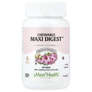 Maxi Health, Chewable Maxi Digest&trade;, натуральний фруктовий смак, 90 таблеток