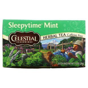 Травяной чай, мята для времени сна, без кофеина, Celestial Seasonings, 20 чайных пакетиков, 1 унция (29 г) купить в Киеве и Украине