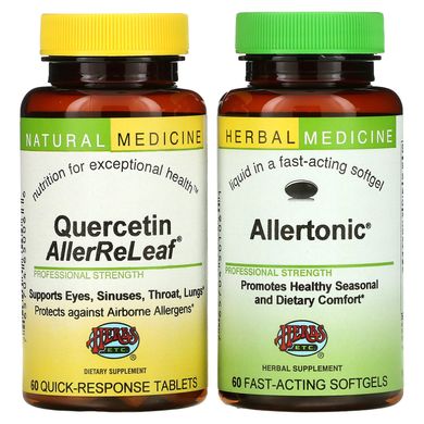 Противоалергенна система ReLeaf в таблетках, Herbs Etc, 2 пляшки, 60 гелевих капсул / пігулок