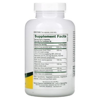 Комплекс вітаміну C Nature's Plus (Super C Complex) 180 рослинних капсул