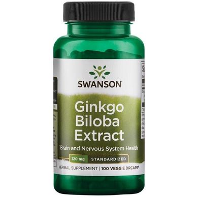 Екстракт гінкго білоба - стандартизований, Ginkgo Biloba Extract - Standardized, Swanson, 100 капсул