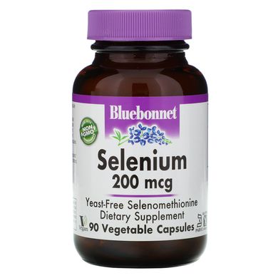 Селен, бездріжджовий селенометіонін, Bluebonnet Nutrition, 200 мкг, 90 вегетаріанських капсул