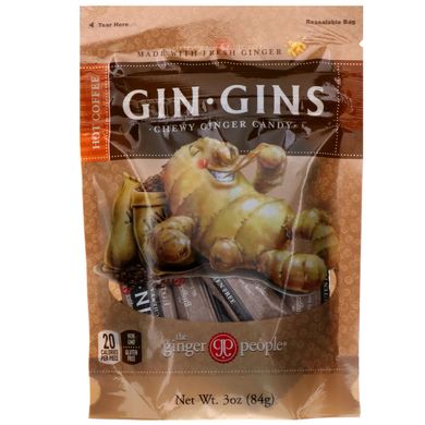 Gin Gins, жувальне імбирне печиво, гарячу каву, The Ginger People, 84 г