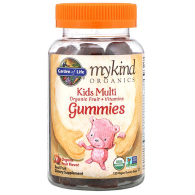 Мультивітаміни для дітей фруктовий смак органік для веганів Garden of Life (Kids Multi Gummies Mykind Organics) 120 жувальних цукерок