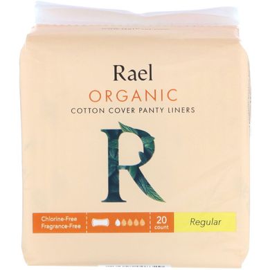 Гігієнічні прокладки із бавовняного чохла звичайні Rael (Organic Cotton Cover Panty Liners Regular) 20 штук