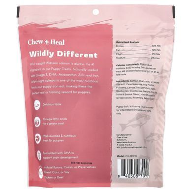 Chew + Heal, Puppy Soft 'N Yummy Treats, For Dogs, Salmon, 12 oz (340 g)