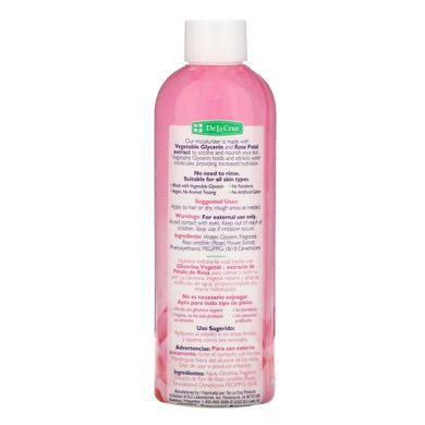 Зволожувальний засіб для шкіри з гліцерином і рожевою водою, De La Cruz, 8 рідких унцій (236 мл)