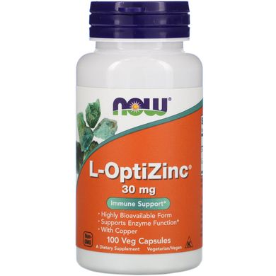 Цинк ОптіЦинк Now Foods (OptiZinc) 30 мг 100 капсул
