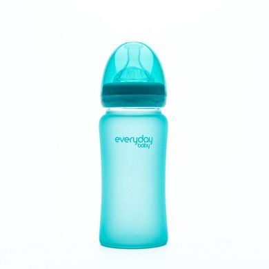 Скляна термочутлива дитяча пляшечка, бірюзовий, 240 мл, Everyday Baby, 1 шт