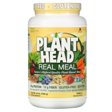 Plant Head, додаткове джерело рослинного білку, клітковини і амінокислот, ванільний смак, Genceutic Naturals, 23 фунта (1050 г)