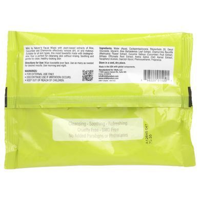 Серветки для обличчя з алое і огірком, біорозкладальний продукт, Mild By Nature, 30 вологих серветок