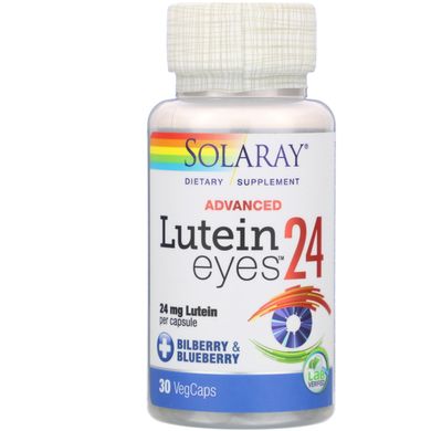 Лютеин для глаз 24, Lutein Eyes 24 Advanced, Solaray, 24 мг, 30 растительных капсул купить в Киеве и Украине