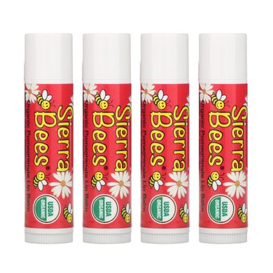 Органический бальзам для губ Sierra Bees (Organic Lip Balm) 4 штуки в упаковке гранат купить в Киеве и Украине