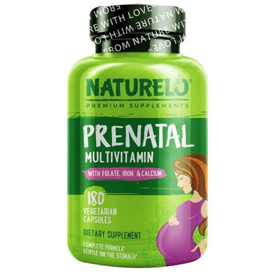 Пренатальні полівітаміни, Prenatal Multivitamin, NATURELO, 180 вегетаріанських капсул