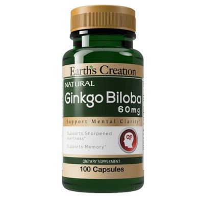 Гінкго Білоба Earth`s Creation (Ginkgo Biloba) 60 мг 100 капсул