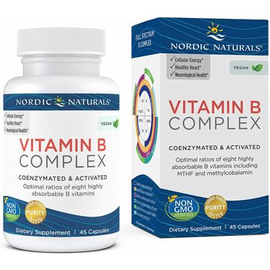 Комплекс витаминов группы В Nordic Naturals (Vitamin B Complex) 45 мягких капсул купить в Киеве и Украине