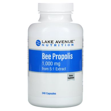 Бджолиний прополіс, Bee Propolis, 5: 1 екстракт, Lake Avenue Nutrition, 1000 мг, 240 вегетаріанських капсул