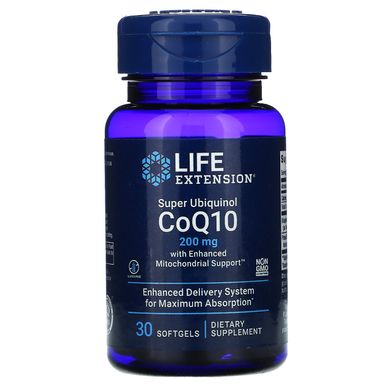 Супер убіхінол коензим Q10, Super Ubiquinol CoQ10, Life Extension, 200 мг, 30 капсул
