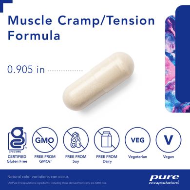 Суміш електролітів і трав для зняття напруги в м'язах та зменшення судом Pure Encapsulations (Muscle Cramp/Tension Formula) 180 капсул